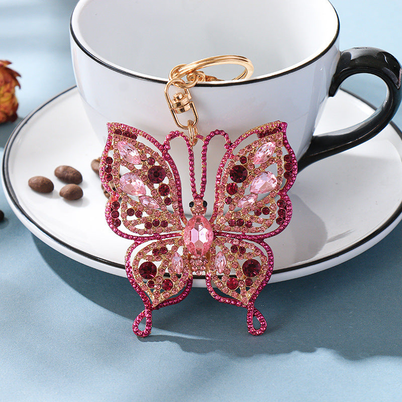 Wholesale Colorful Diamond Inlaid Creative Butterfly Metal Keychains